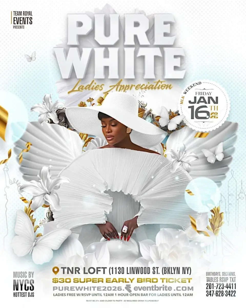 Pure White flyer or graphic.