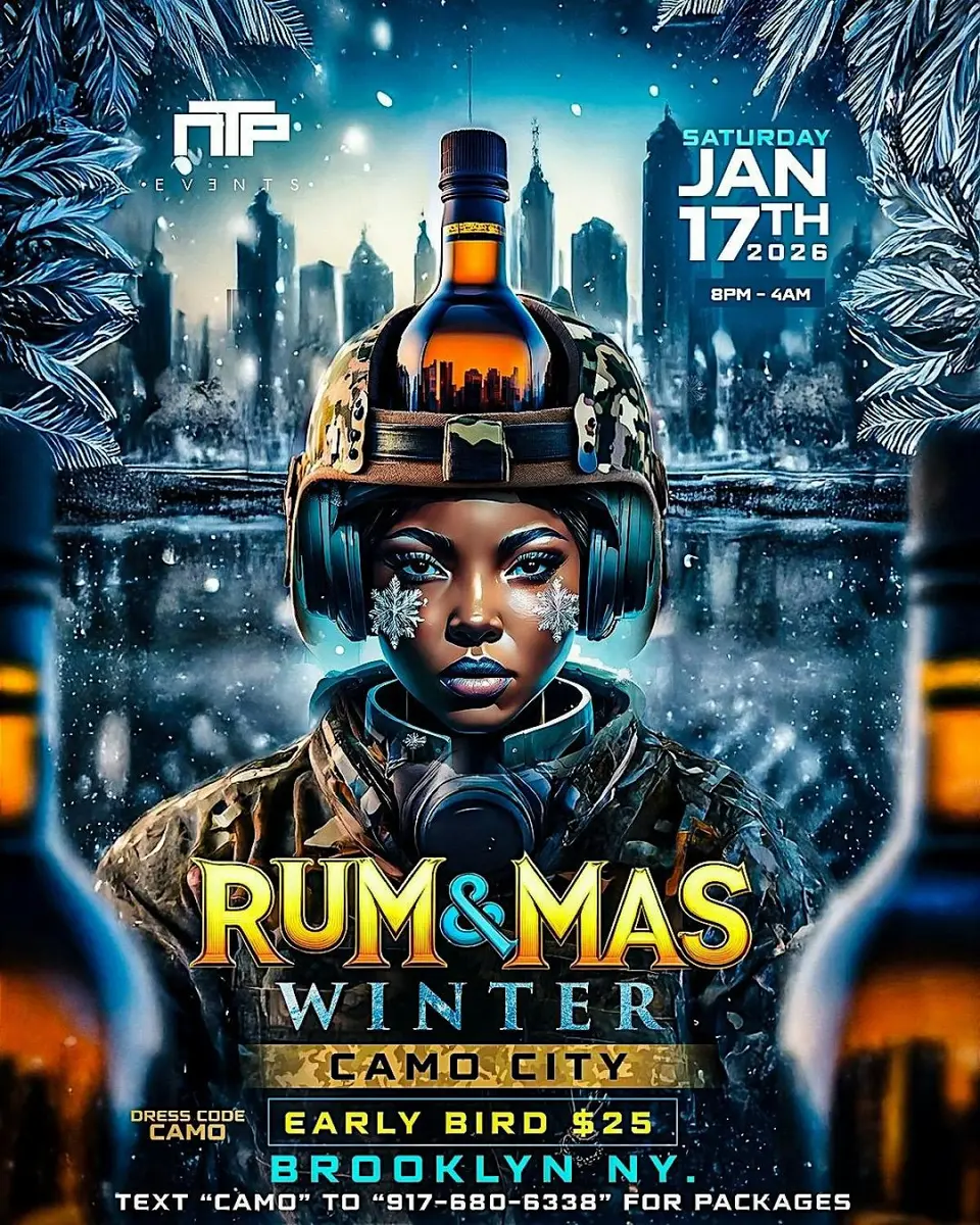 Rum & Mas Winter flyer or graphic.