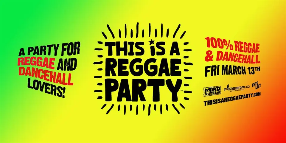 This is a REGGAE Party - NYC March flyer or graphic.