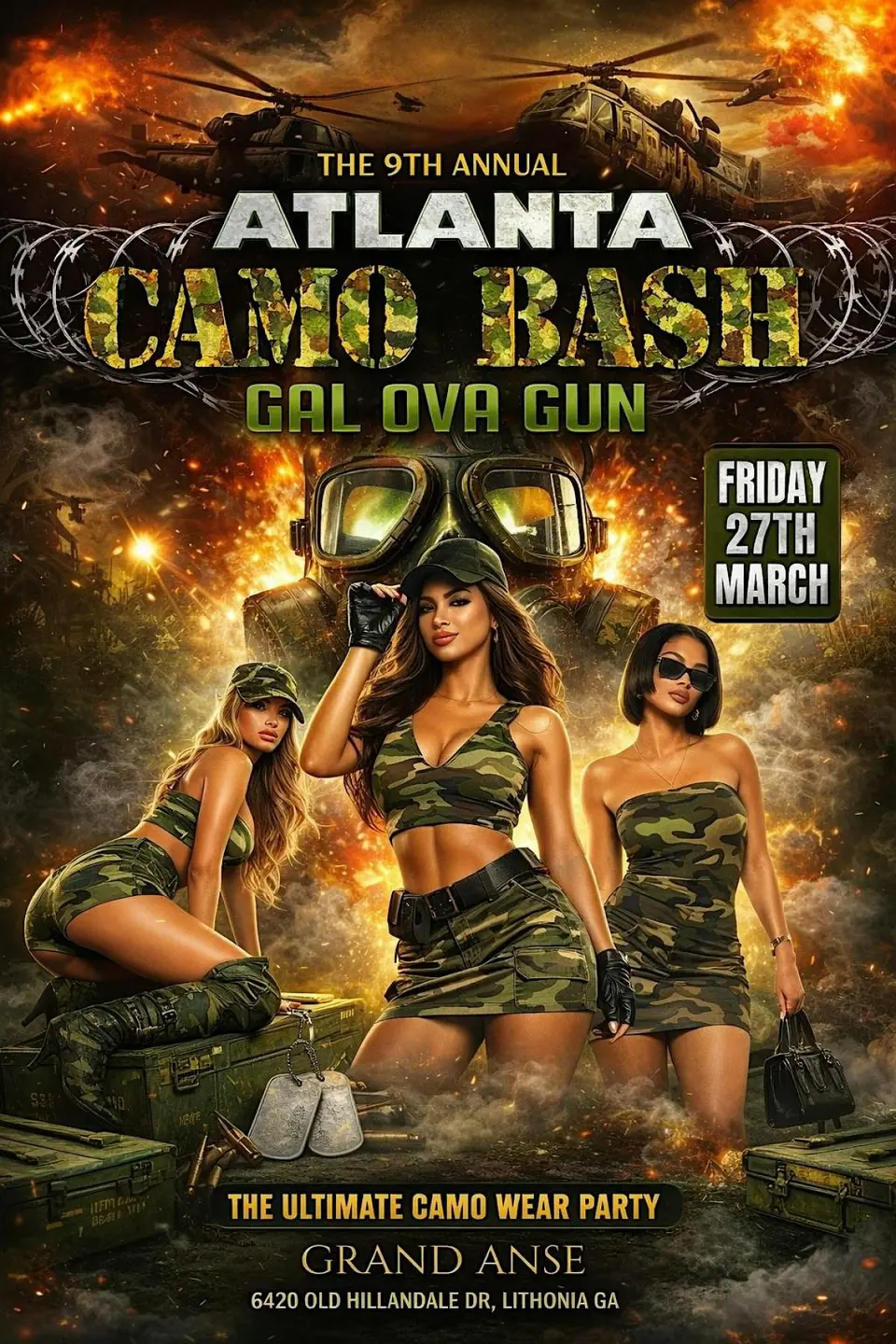 Camo Bash ATL  flyer or graphic.