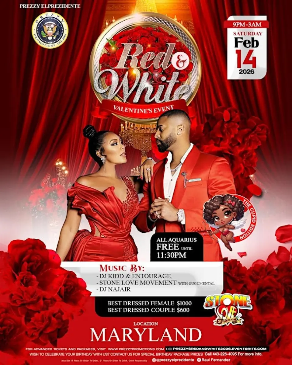 Prezzy's Annual Red & White Event flyer or graphic.