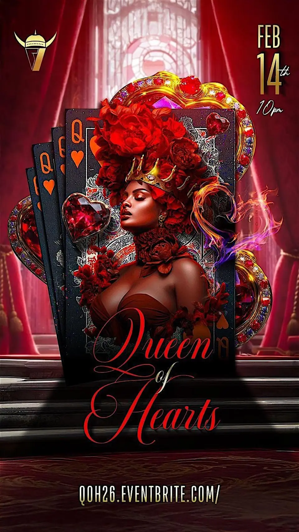Queen Of Hearts flyer or graphic.