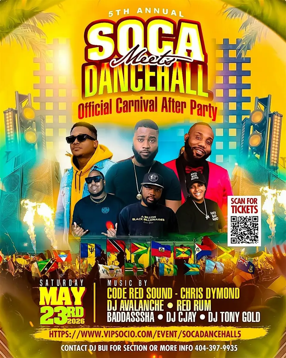 Soca Meets Dancehall flyer or graphic.