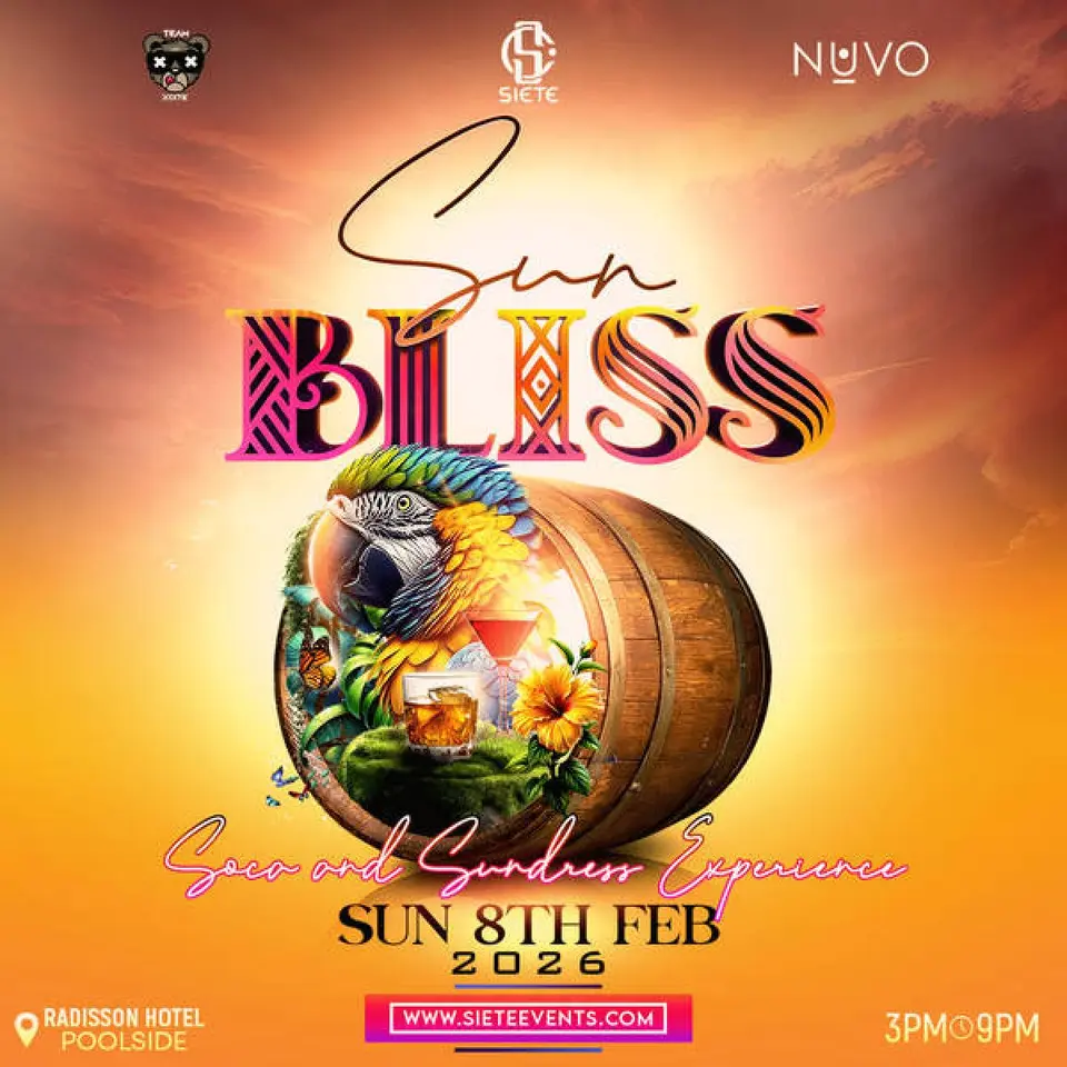 Sunbliss: Soca & Sundress Experience flyer or graphic.