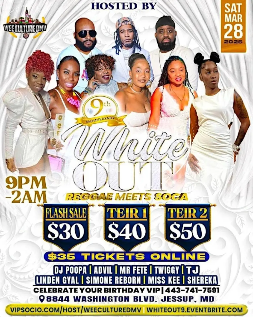 White Out Reggae Meets Soca flyer or graphic.