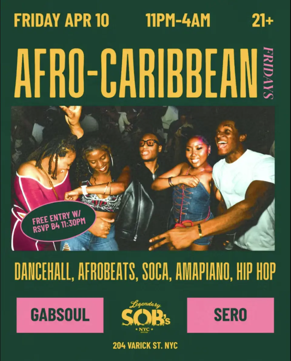 Afro-Caribbean Fridays  flyer or graphic.