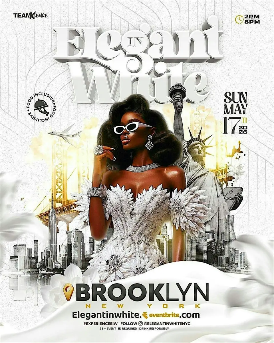 Elegant In White flyer or graphic.