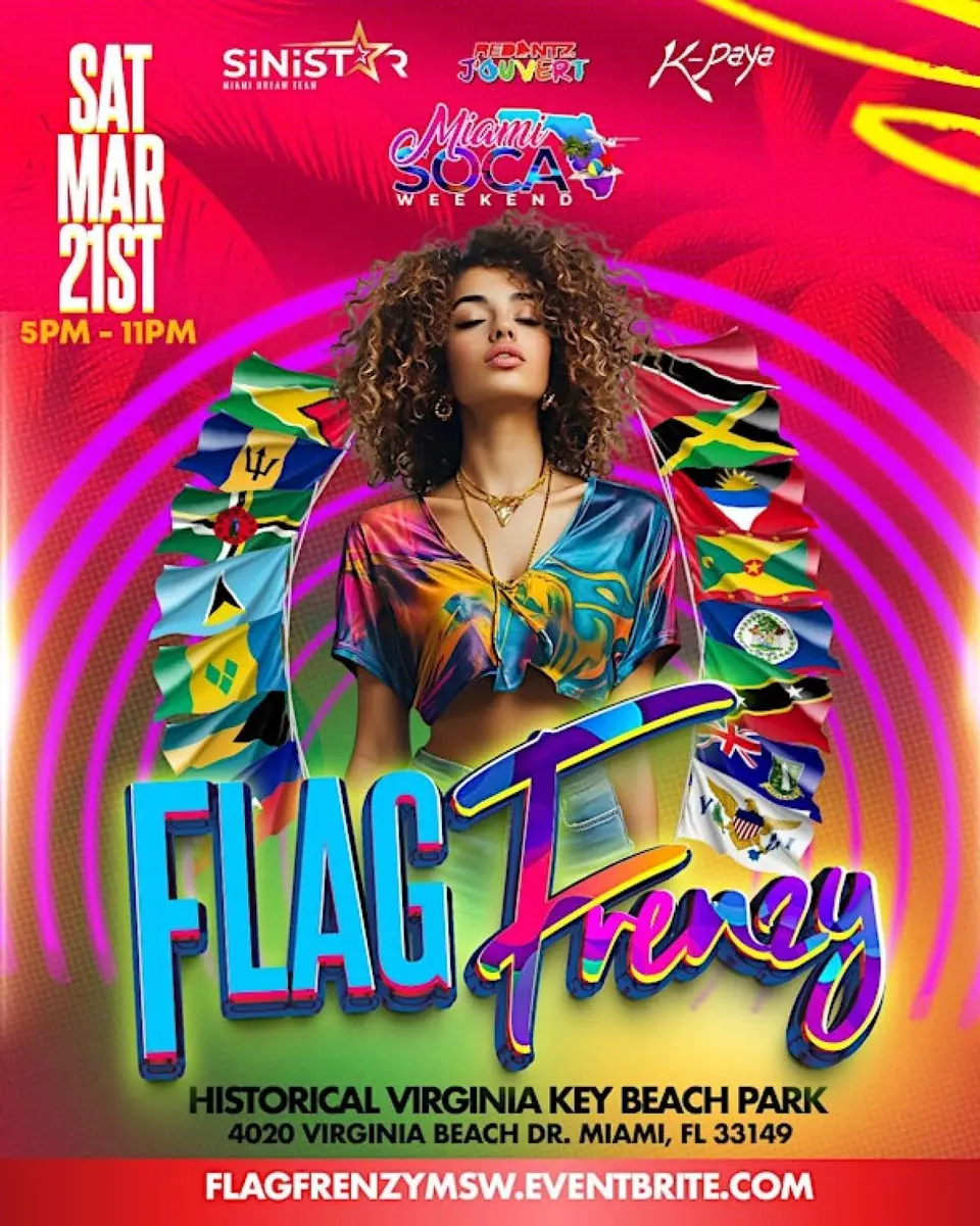 Flag Frenzy (Miami Soca Weekend) flyer or graphic.