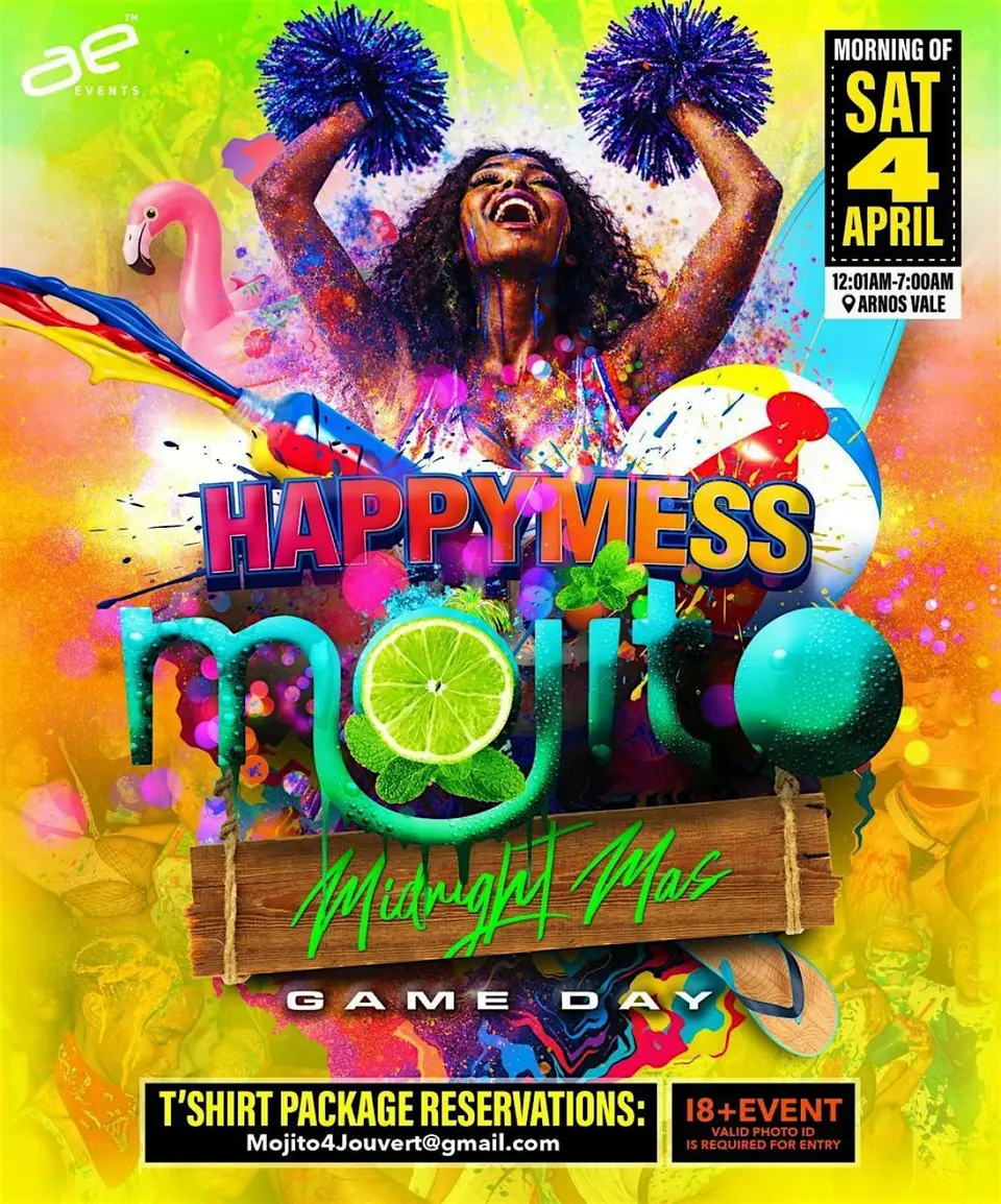 HappyMess Mojito - Midnight Mas flyer or graphic.