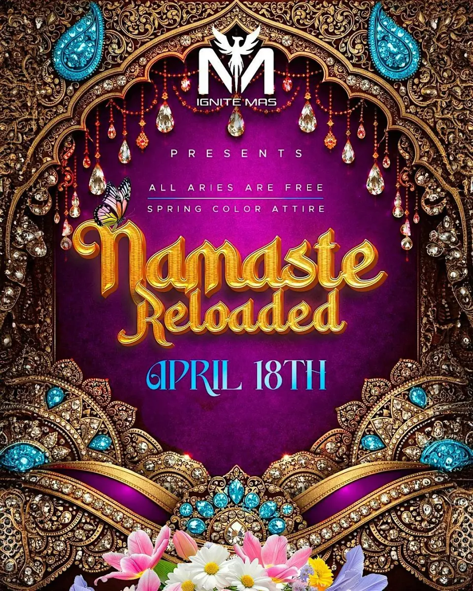 Namaste Reloaded flyer or graphic.