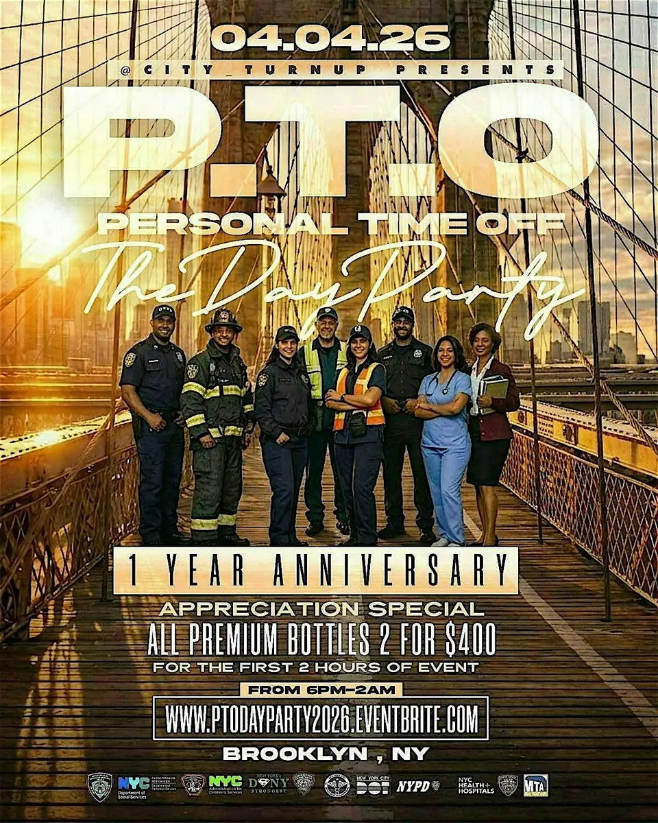 P.T.O “Personal time off “ Day Party flyer or graphic.