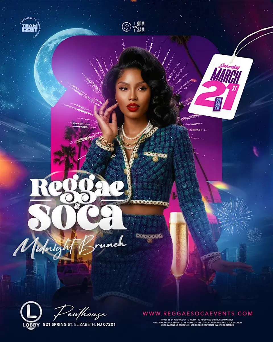 Reggae & Soca - Midnight Brunch flyer or graphic.