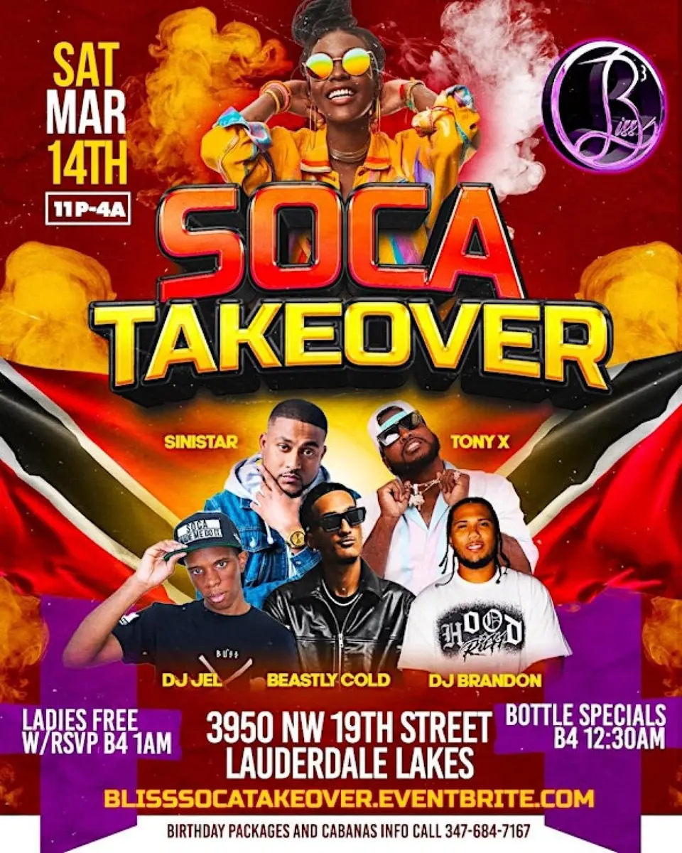 Soca Takeover flyer or graphic.