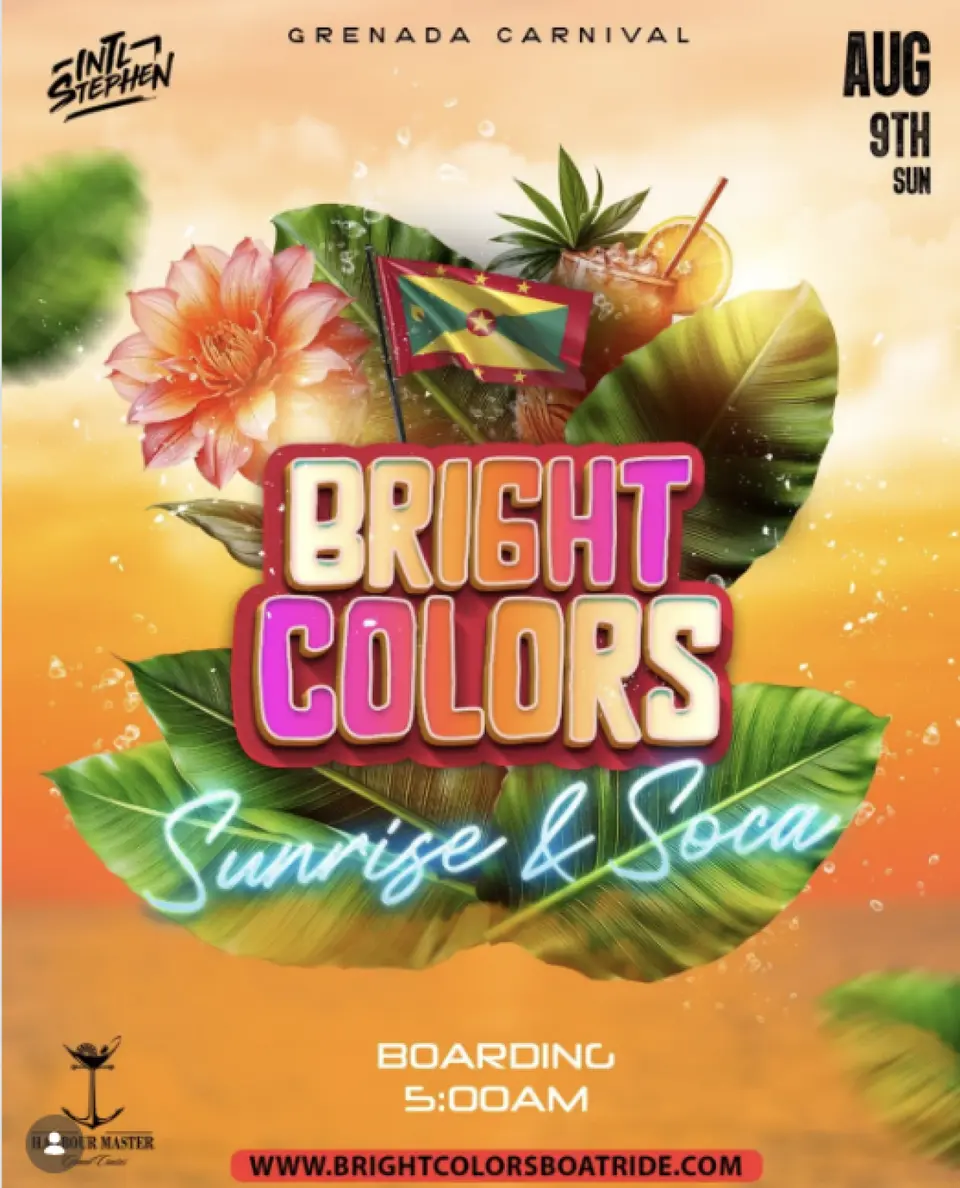 Bright Colors Boatride flyer or graphic.