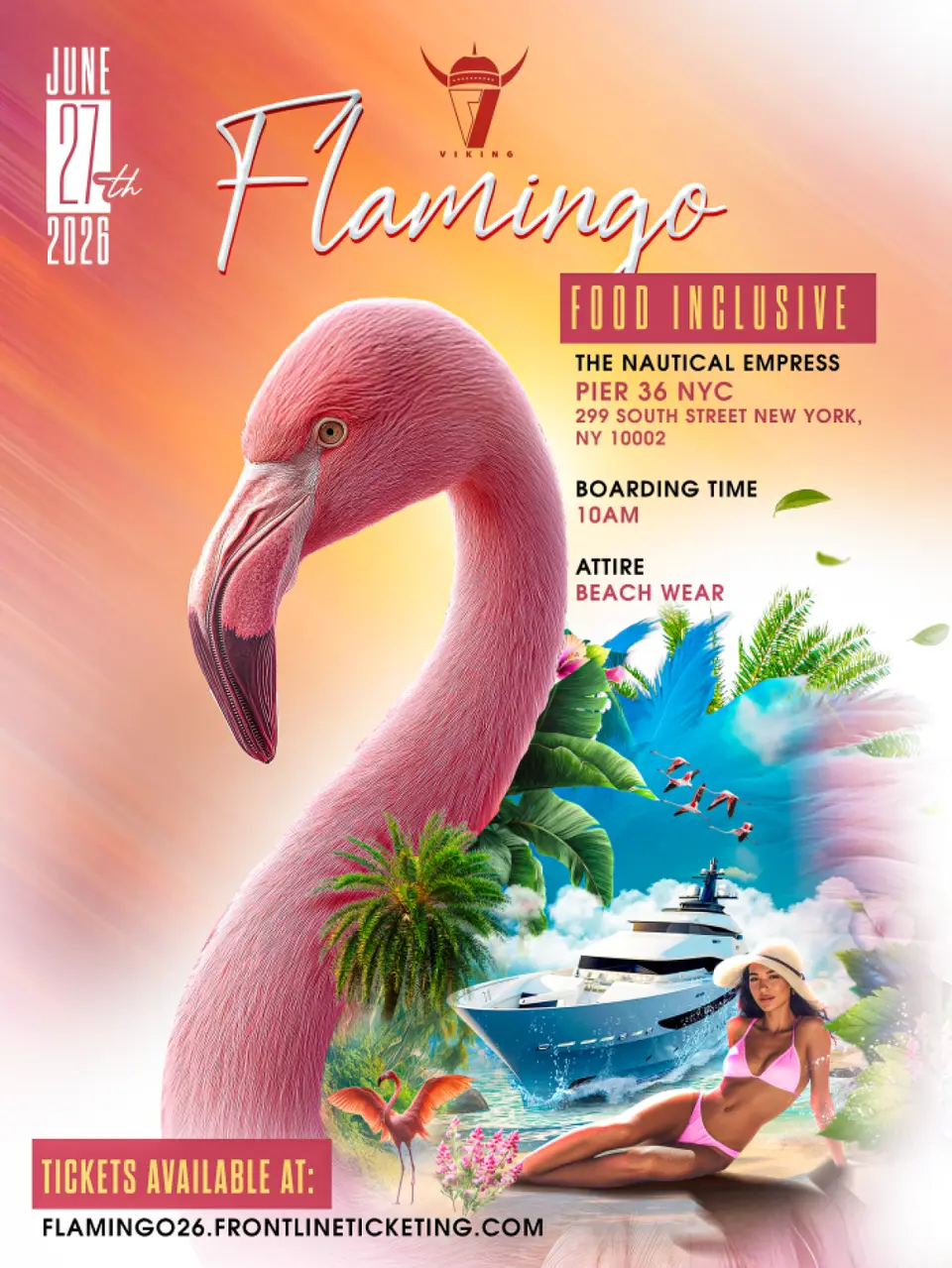 Flamingo flyer or graphic.