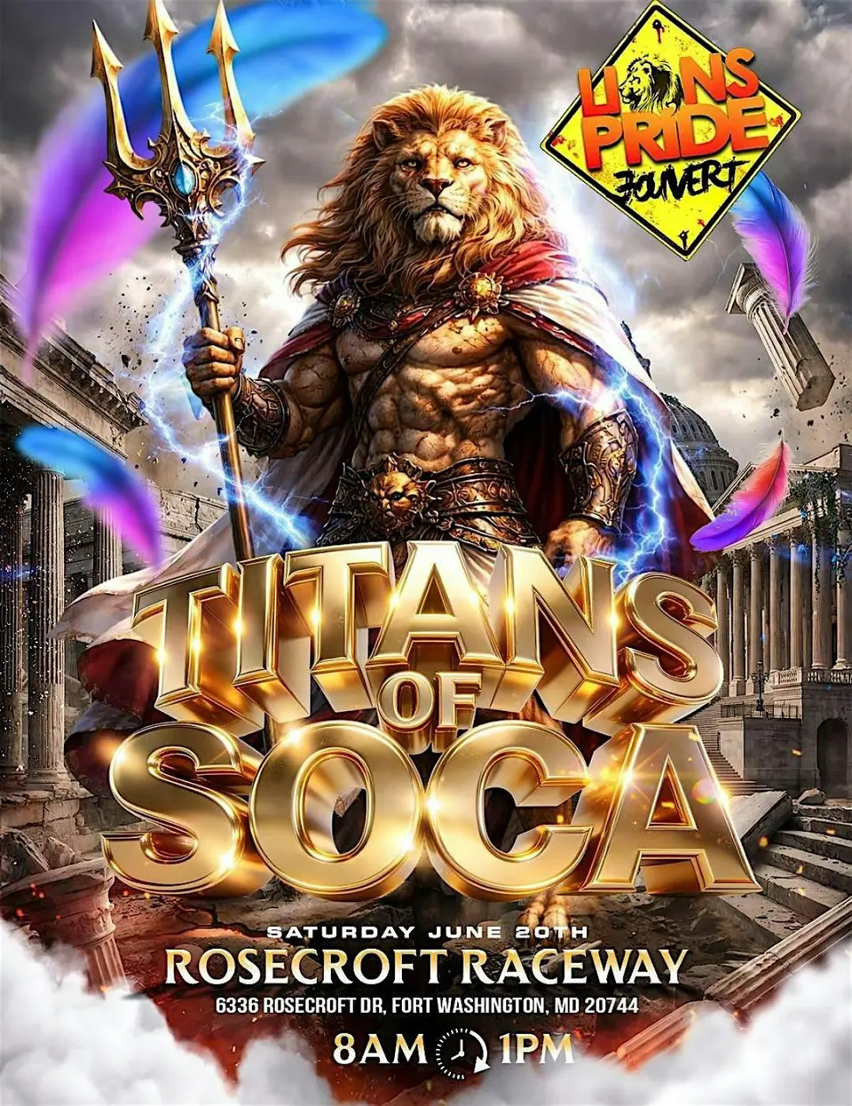Lion's Pride J'Ouvert : Titans of Soca flyer or graphic.