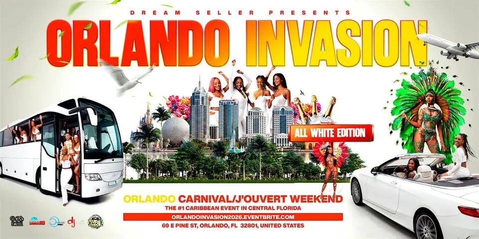 Orlando's Invasion: All White Edition flyer or graphic.