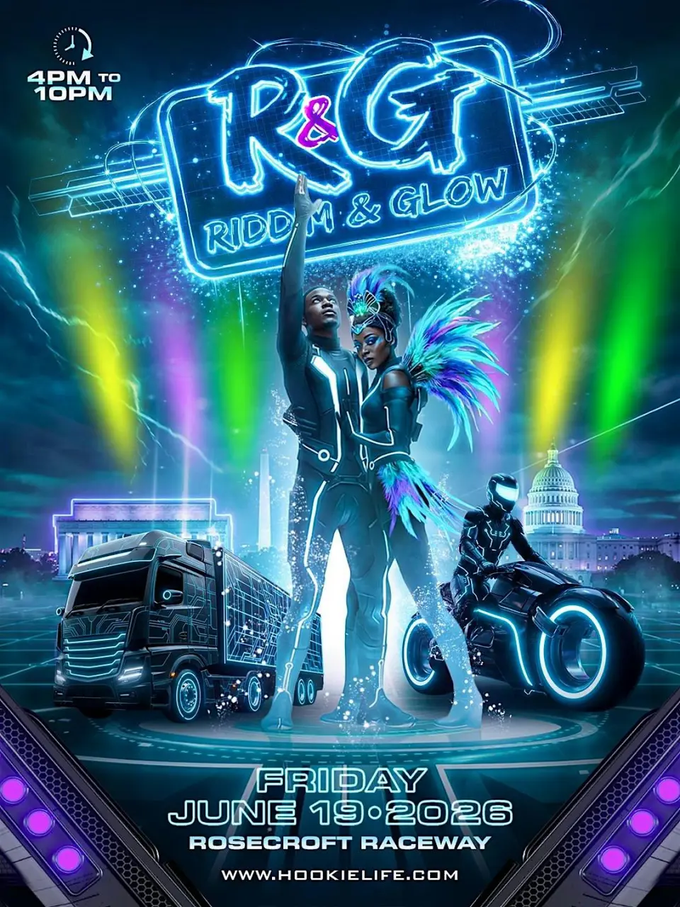 Riddim & Glow flyer or graphic.