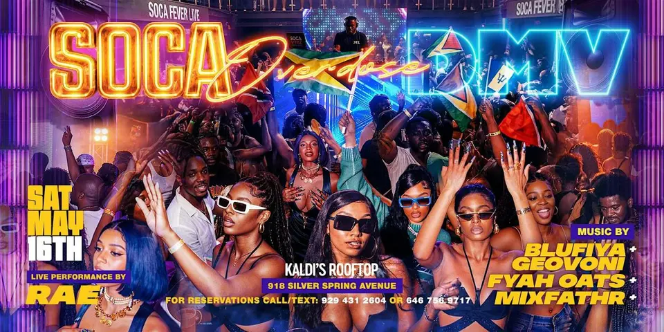 Soca Overdose DMV flyer or graphic.