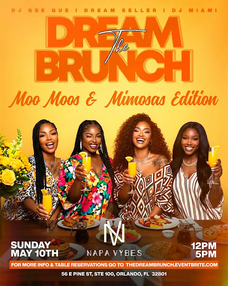 The Dream Brunch: Moo Moos & Mimosas Edition flyer or graphic.