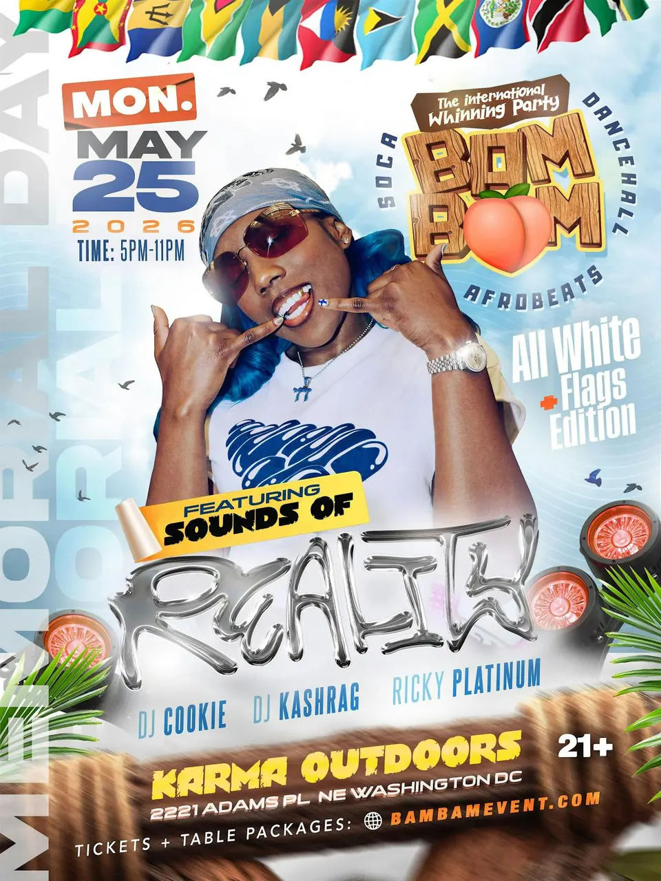 Bam Bam International Whinning Party flyer or graphic.