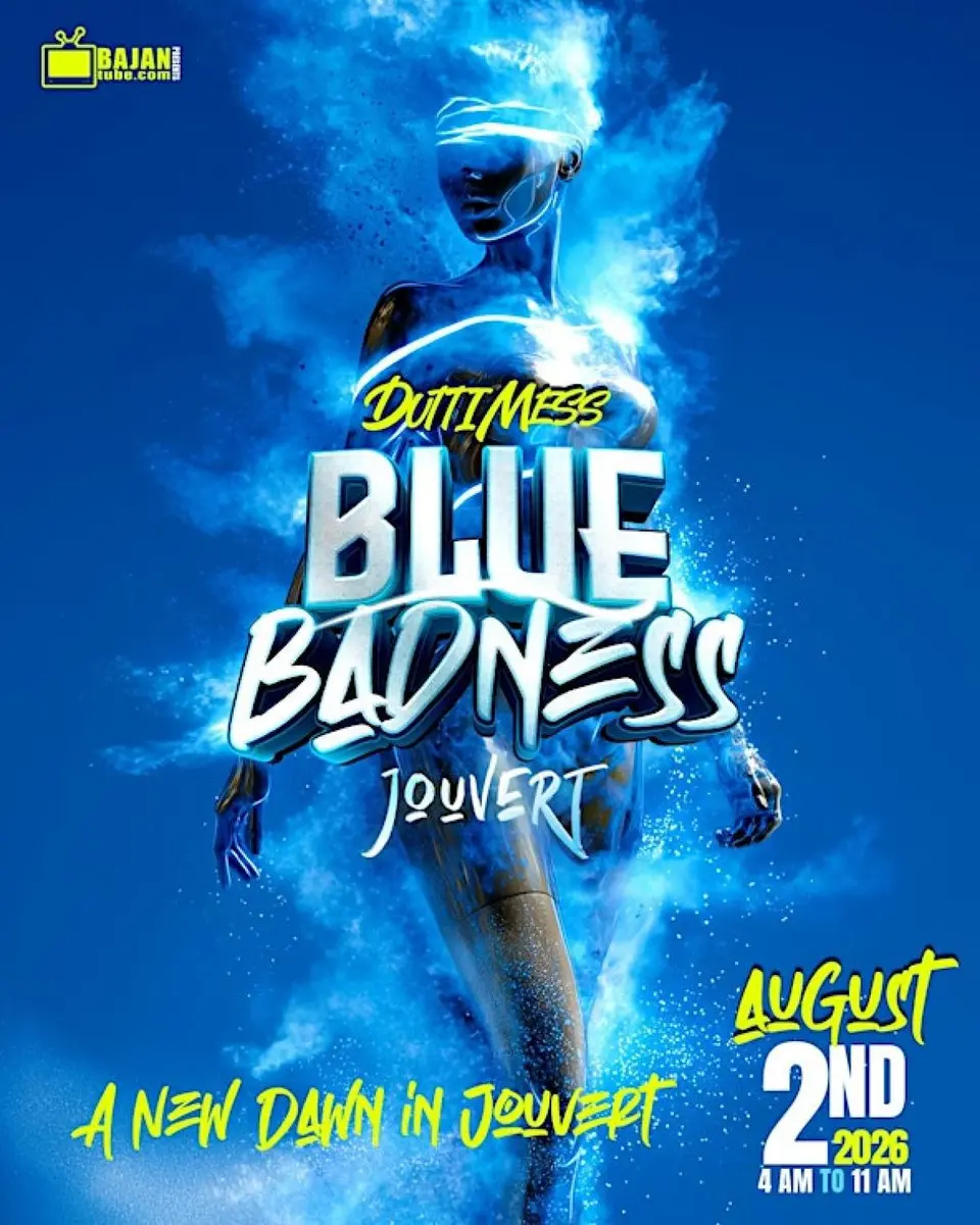 Duttimess Jouvert - Blue Badness flyer or graphic.
