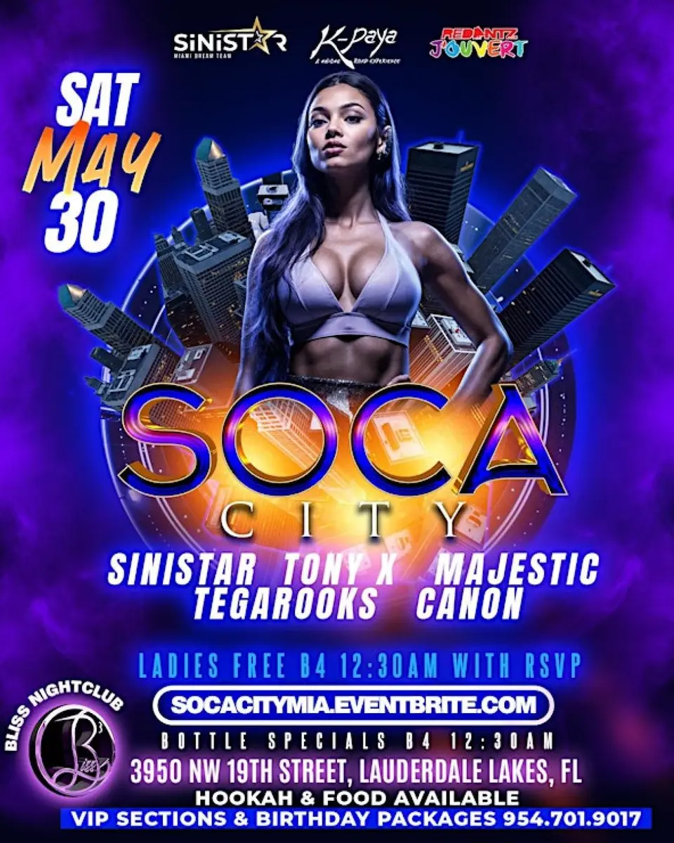 Soca City flyer or graphic.