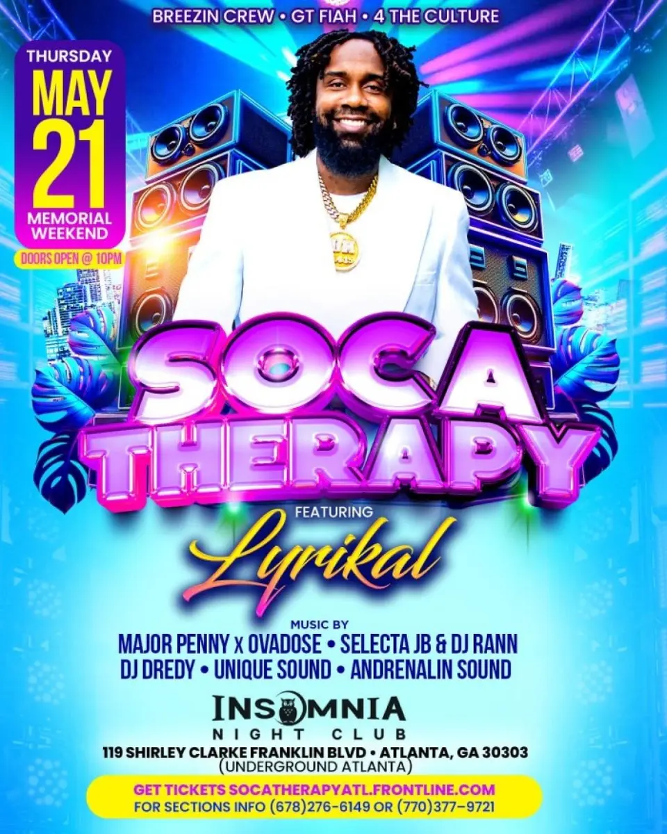 Soca Therapy flyer or graphic.