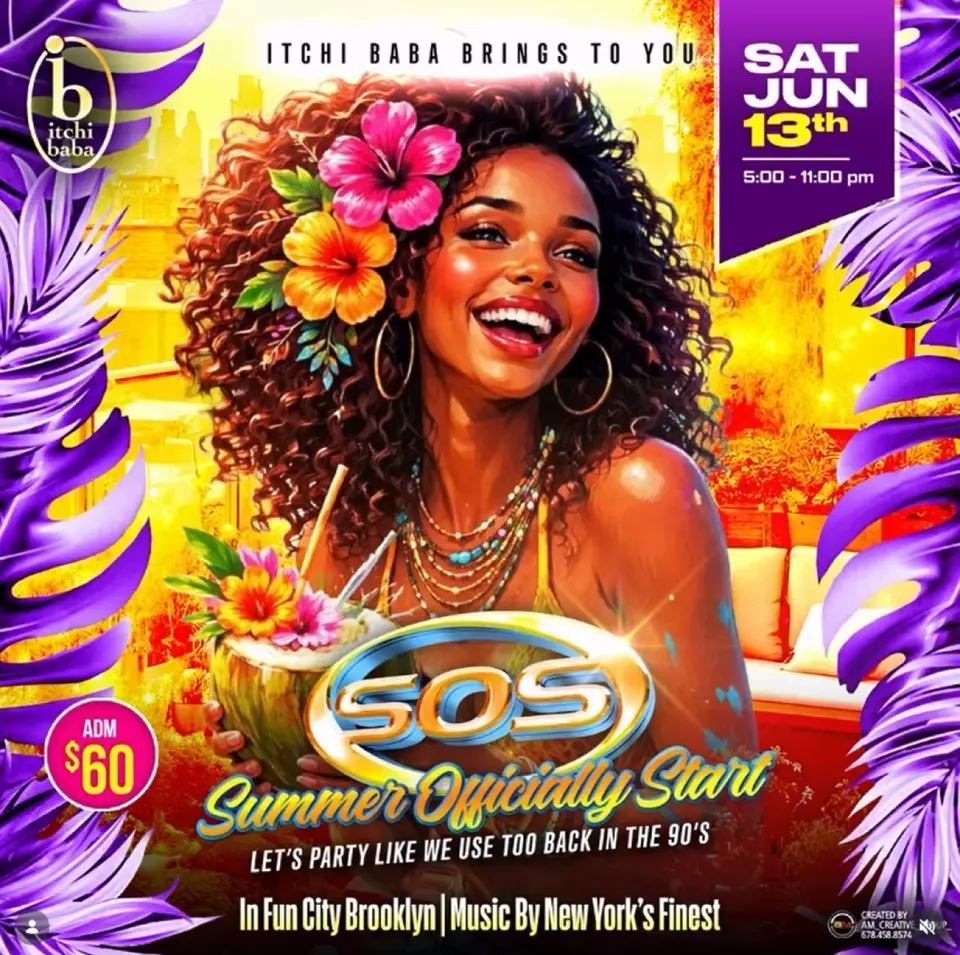 S.O.S. Summer Officially Start flyer or graphic.
