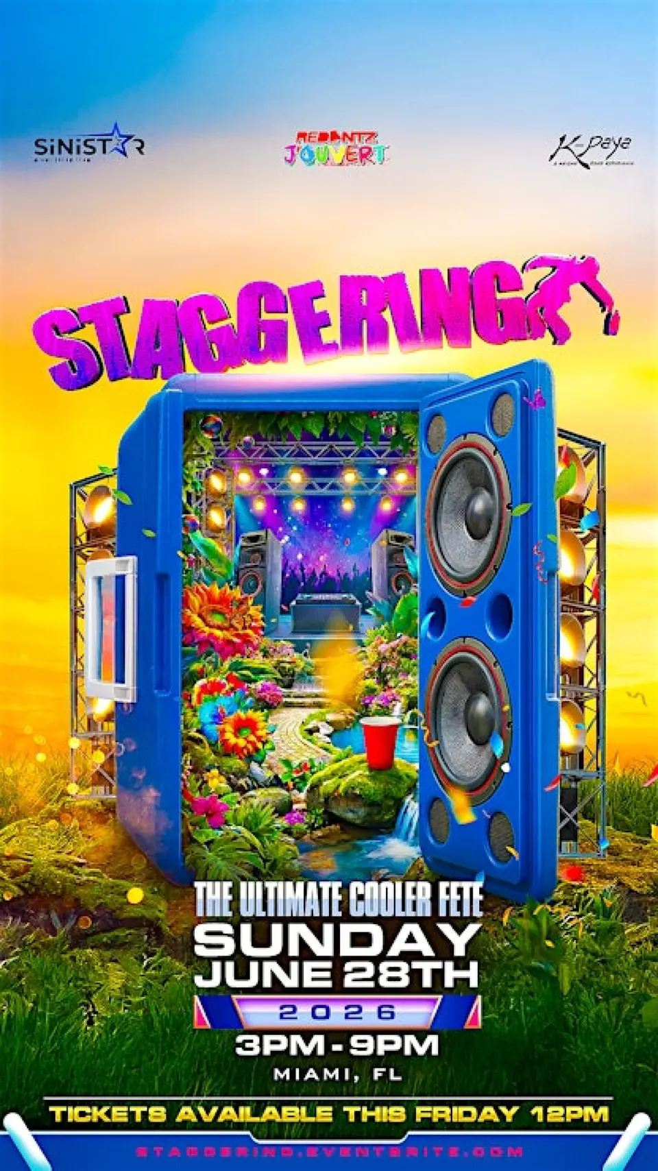 Staggering - Cooler Fete flyer or graphic.