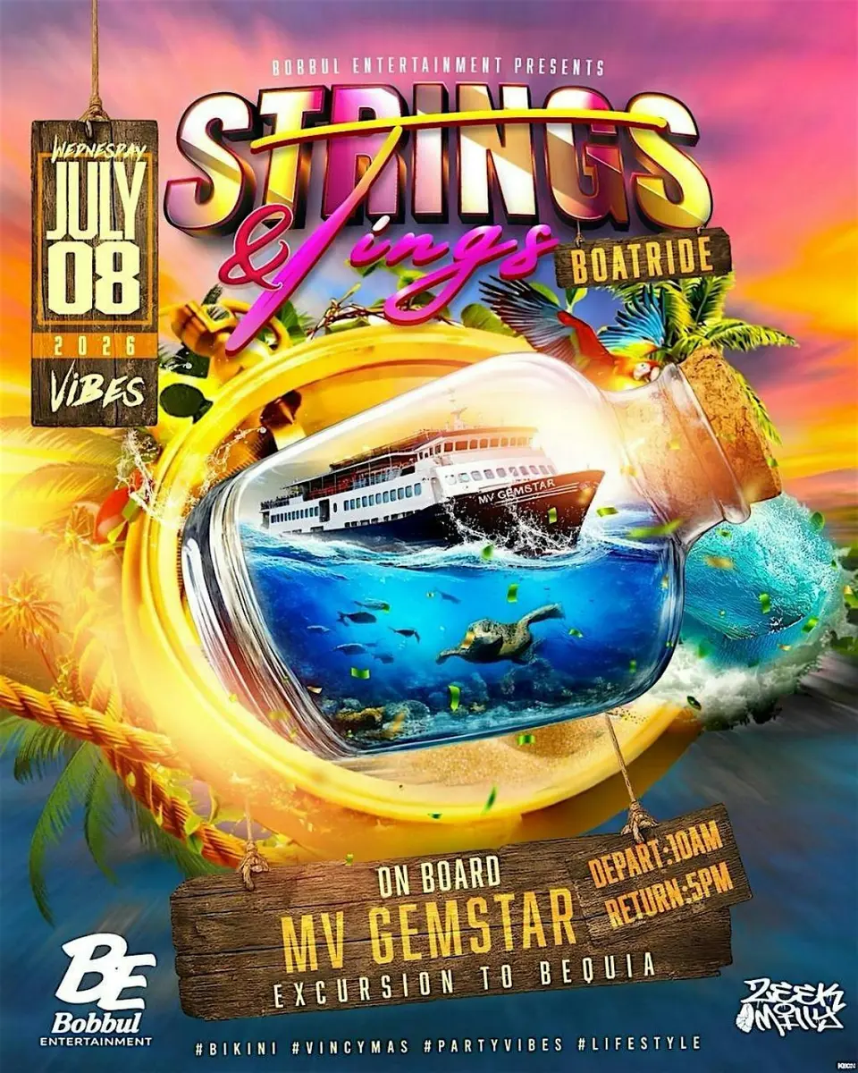Strings & Tings Boatride flyer or graphic.