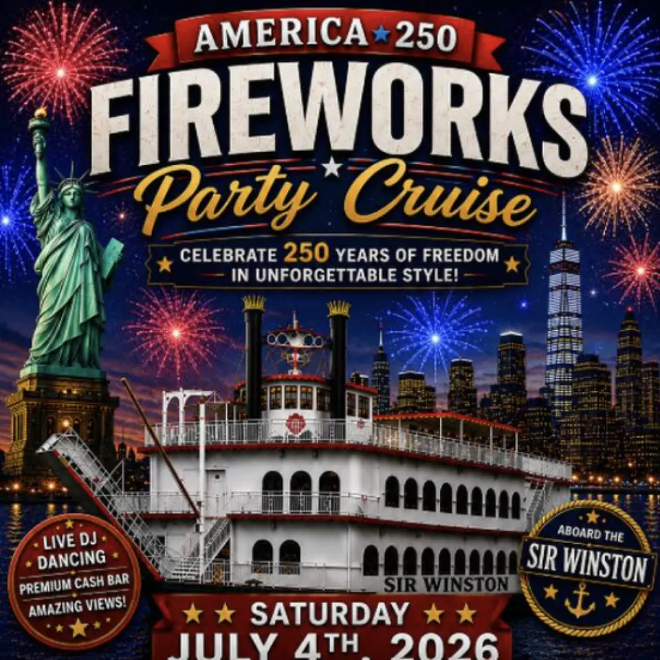 America 250 Fireworks Party Cruise flyer or graphic.