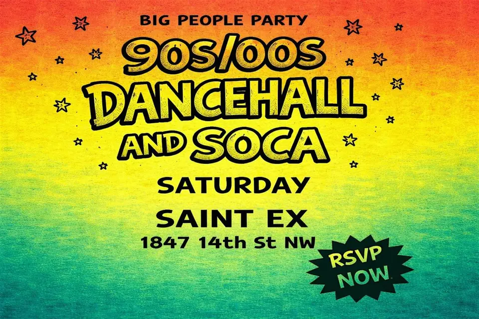 Big People Party: 90s/00s Dancehall, Reggae, & Soca Bashment flyer or graphic.