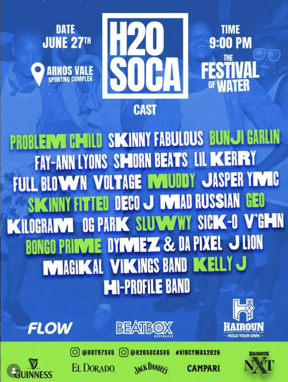 H2O Soca flyer or graphic.