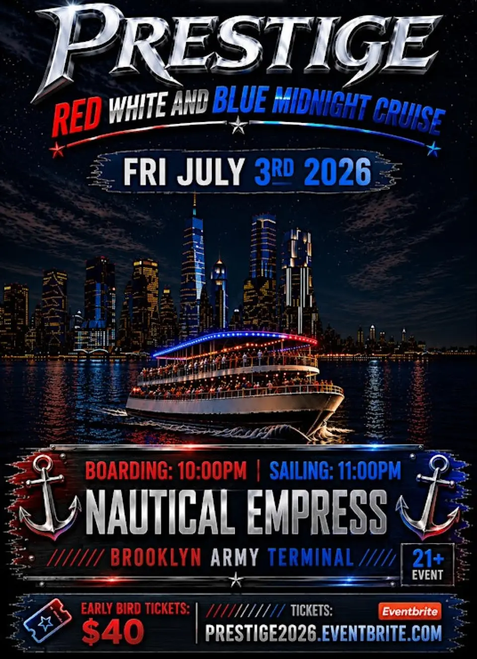 Prestige Boat Ride flyer or graphic.