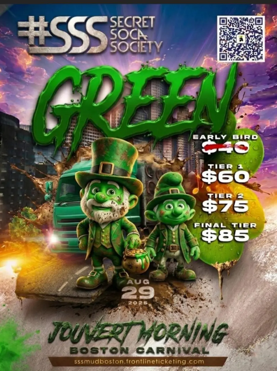 SSS Green Jouvert flyer or graphic.