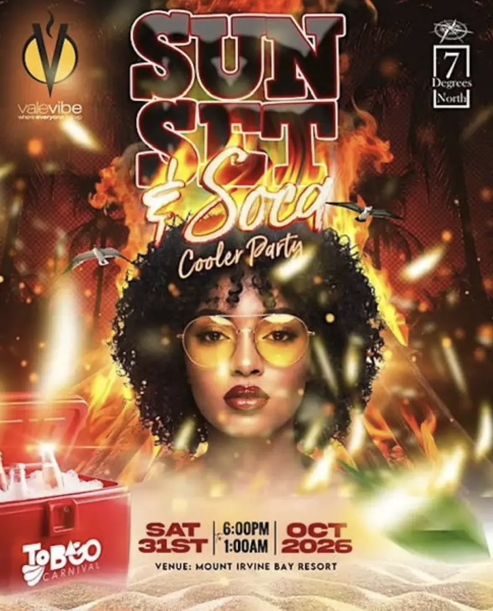 Sunset and Soca flyer or graphic.